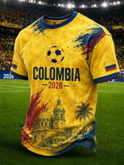 Men's 2026 Colombian football casual printed unisex short-sleeved T-shirt