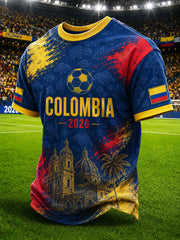 Men's 2026 Colombian football casual printed unisex short-sleeved T-shirt
