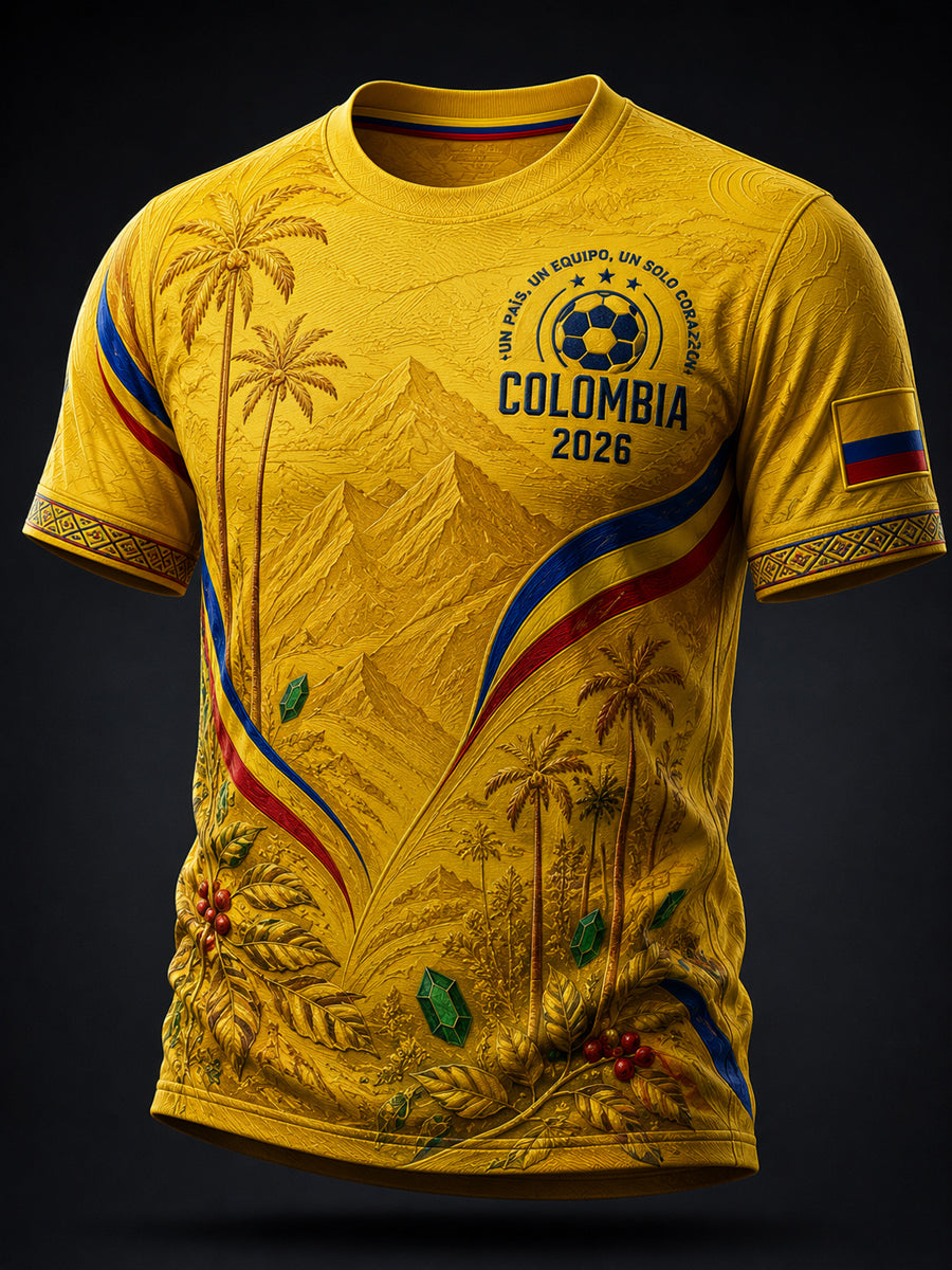 2026 Colombia Soccer Line Art Casual T-Shirt