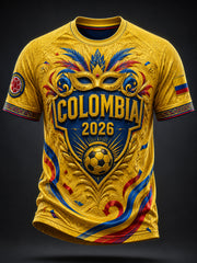 2026 Colombia Soccer Commemorative Patchwork Casual T-Shirt