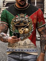 Men's Mexico Football Lover Art Printed T-shirt