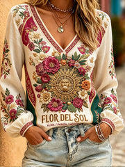 Women's Mexico Football Lover Art Printed Linen Tops