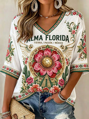 Women's Mexico Football Lover Art Printed T-shirt