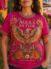 Women's Mexico Football Lover Art Printed Linen Tops