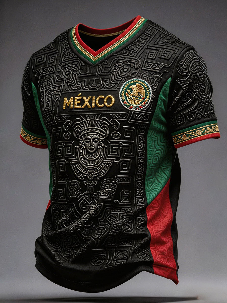 Men's Mexico Football Lover Art Printed T-shirt