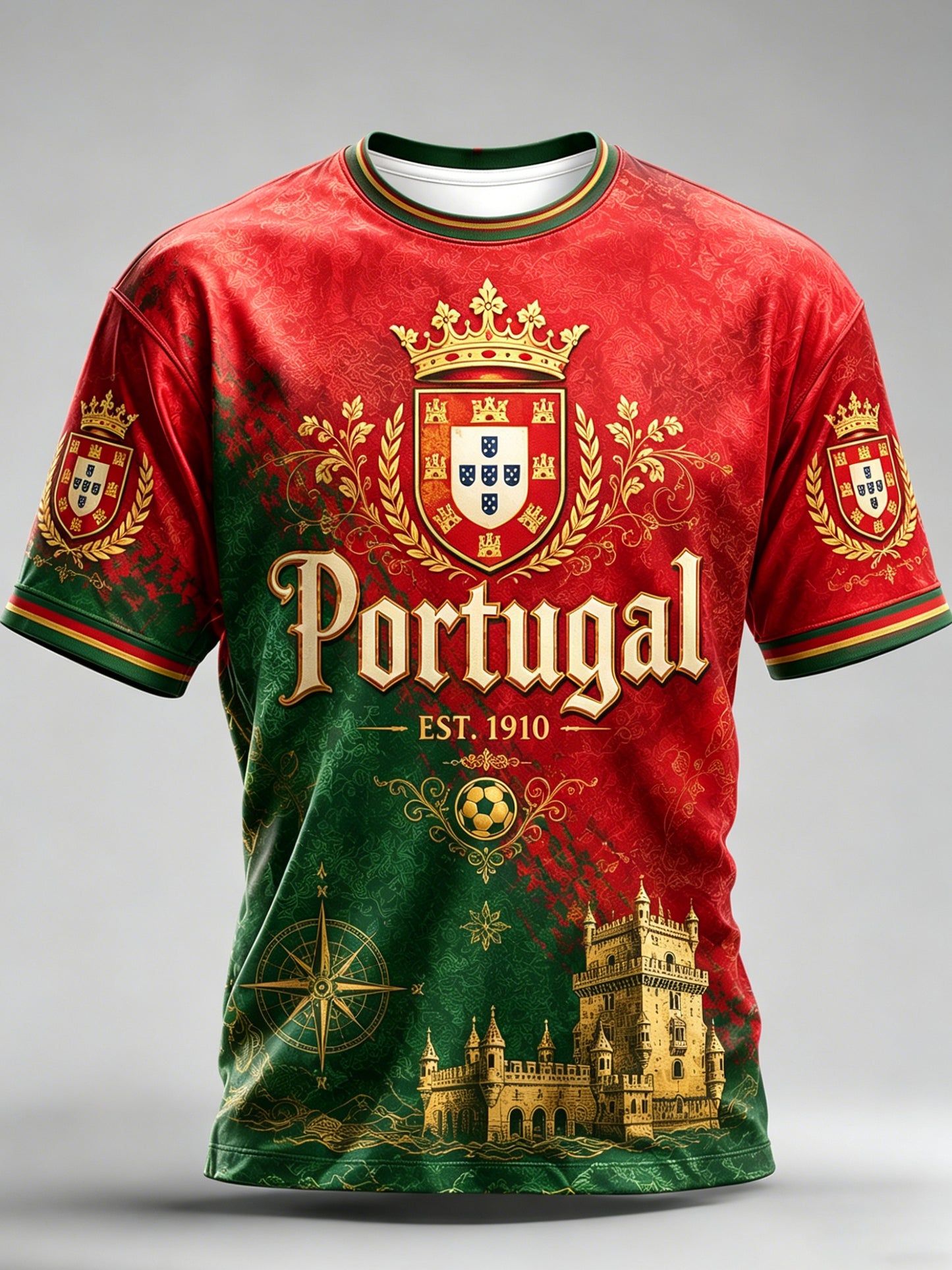 Men's Portugal Football Match Cheer Art Print T-Shirt