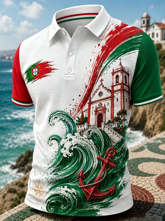 Men's Portugal Football Match Support Art Print Polo