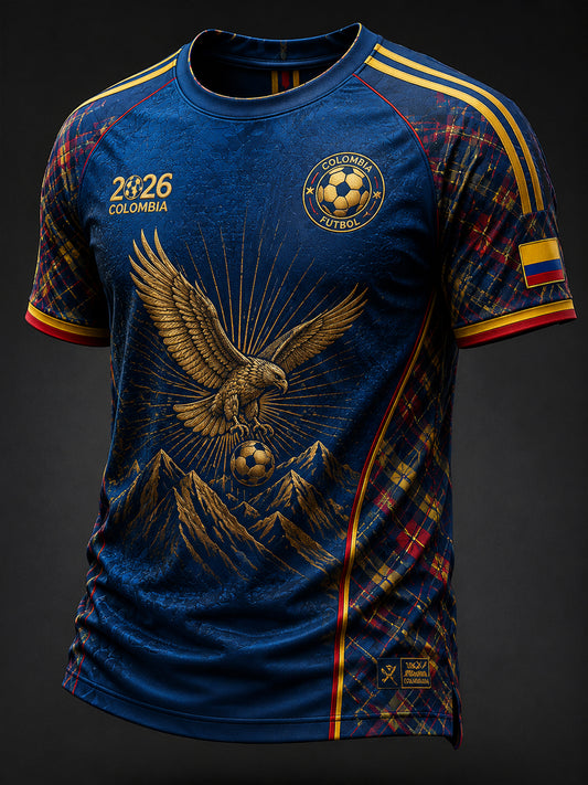 Retro 2026 Colombia Soccer Patchwork Commemorative T-Shirt