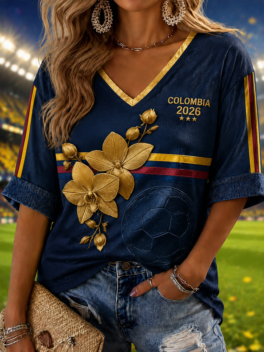 Women's 2026 Colombia Soccer Carterland Orchid Casual T-Shirt