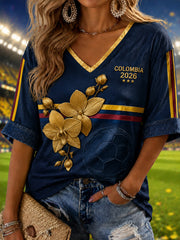 Women's 2026 Colombia Soccer Carterland Orchid Casual T-Shirt