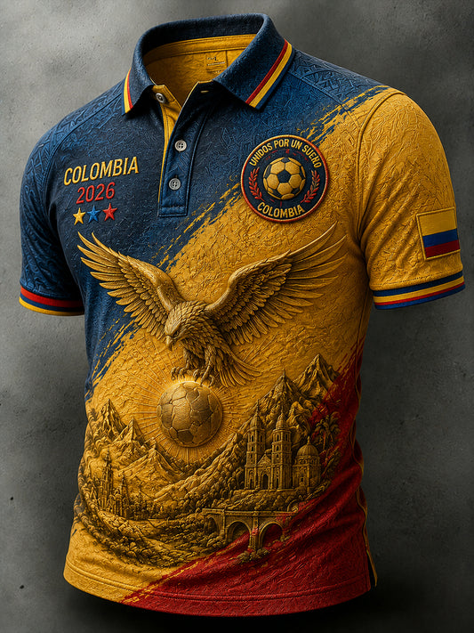 Vintage Colombia Soccer “Andean Eagle” Casual Polo Shirt