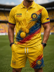 Retro 2026 Colombia Soccer “Andean Eagles” Polo Shirt and Shorts Set