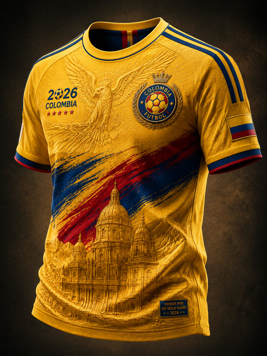 Retro 2026 Colombia Soccer Commemorative Casual T-Shirt