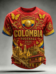 Men's 2026 Colombian football casual printed unisex short-sleeved T-shirt