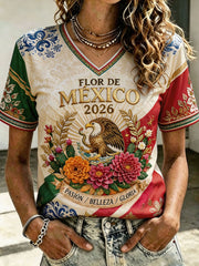 Women's Mexico Football Lover Art Printed T-shirt