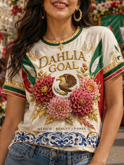 Women's Mexico Football Lover Art Printed T-shirt