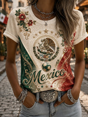 Women's Mexican Football Traditional Totem Cheering Fan Art Print T-Shirt