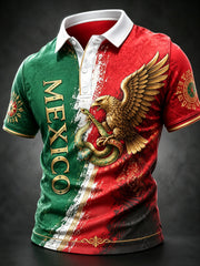 Men's Mexican Football Traditional Totem Cheering Fan Art Print Polo Shirt