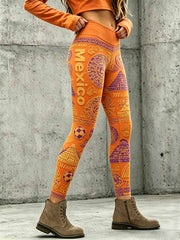 Women's Mexican Football Print Leggings