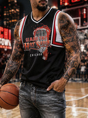 Men's Chicago King Basketball Lover Printed Tank Tops