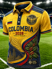 Retro Columbia Football Fan Patchwork Polo Shirt