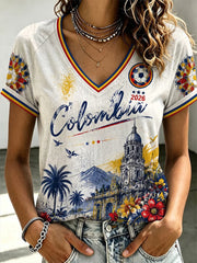 Women's Colombian Football Style Casual T-shirt