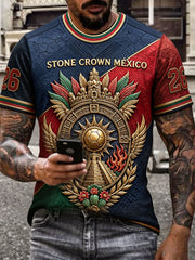 Men's Mexico Football Lover Art Printed T-shirt