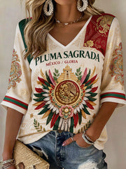 Women's Mexico Football Lover Art Printed T-shirt