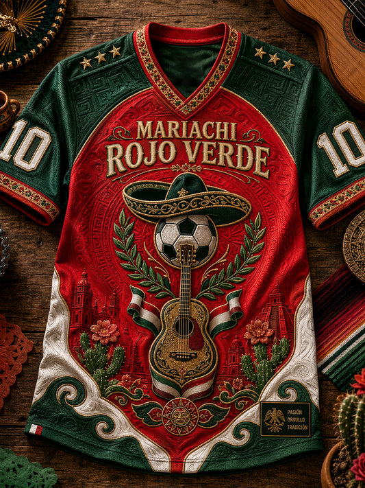 Men's Mexico Football Lover Art Printed T-shirt