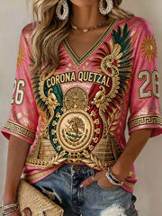 Women's Mexico Football Lover Art Printed T-shirt