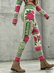 Women's Mexican Football Print Casual Leggings
