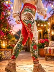 Women's Mexican Football Cheering Element Art Print Leggings