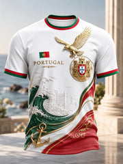 Men's Portuguese Football-Themed Cheering Art Print T-Shirt