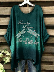 Women's Dragonfly Printed Vintage Fashion Loose Short Sleeve T-Shirt