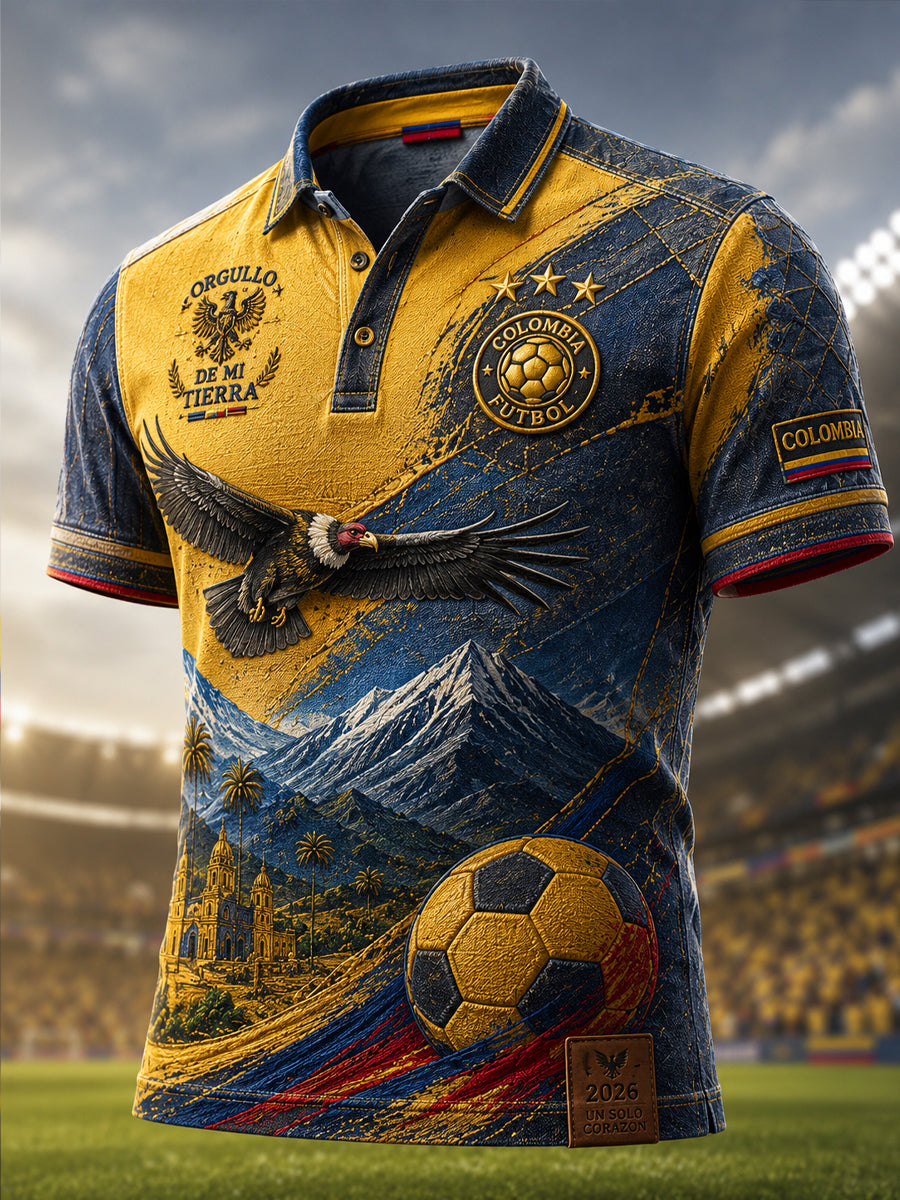 Vintage Colombia Soccer “Andean Eagle” Casual Polo Shirt