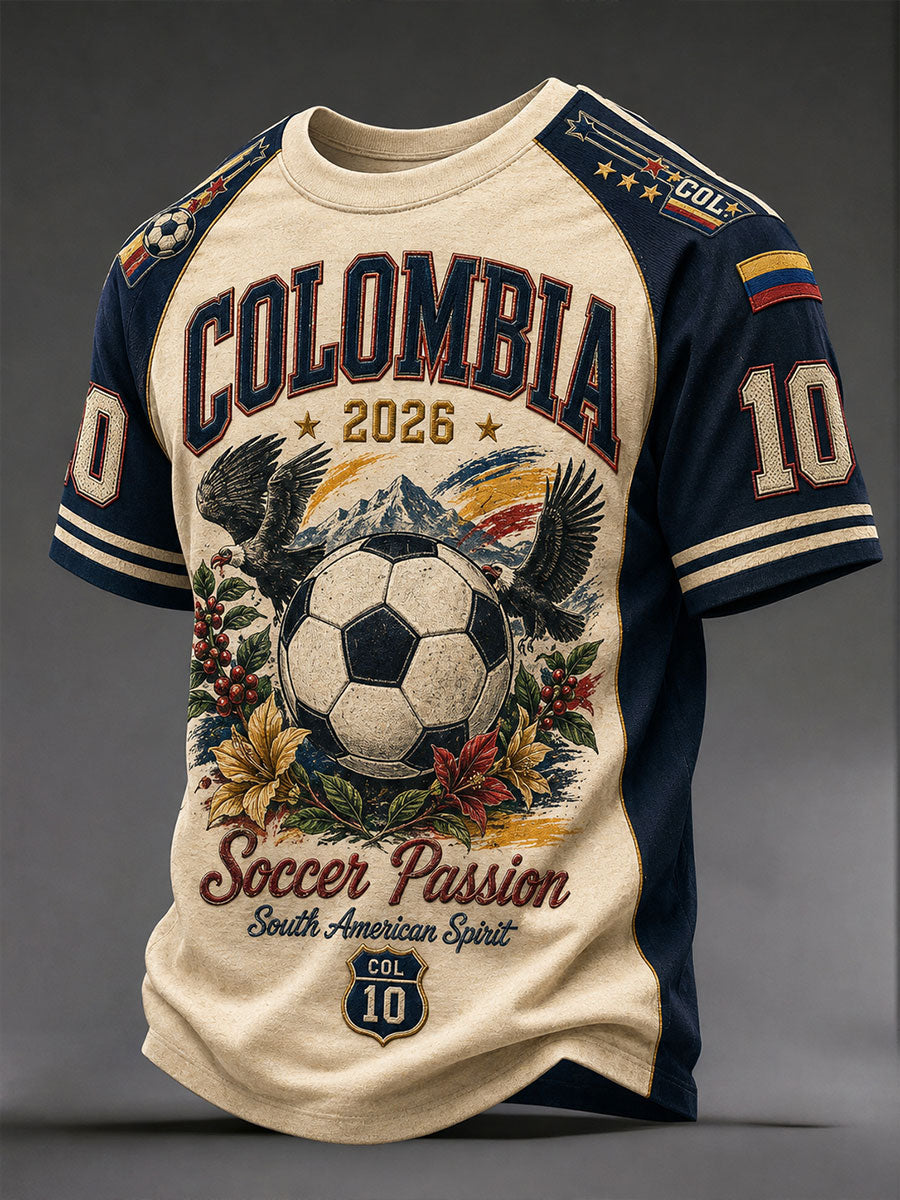 Men's 2026 Colombia Football Print Casual T-Shirt