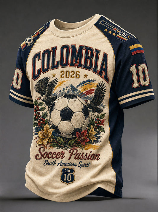 Men's 2026 Colombia Football Print Casual T-Shirt