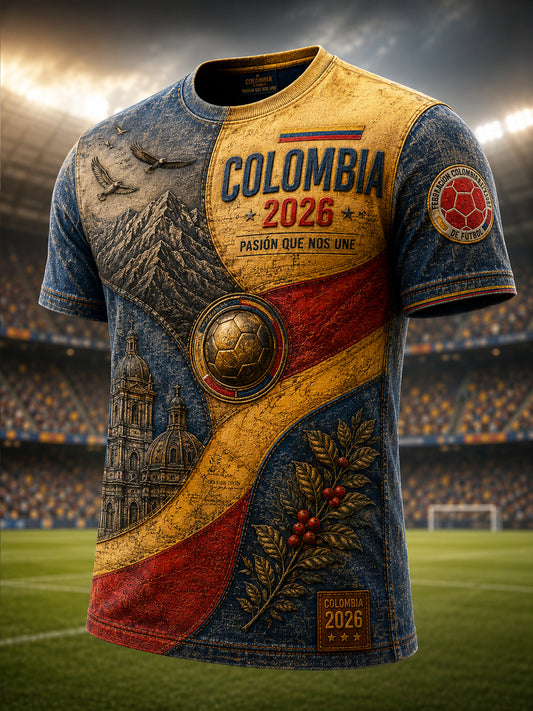 Retro Colombia Soccer Fan Casual T-Shirt