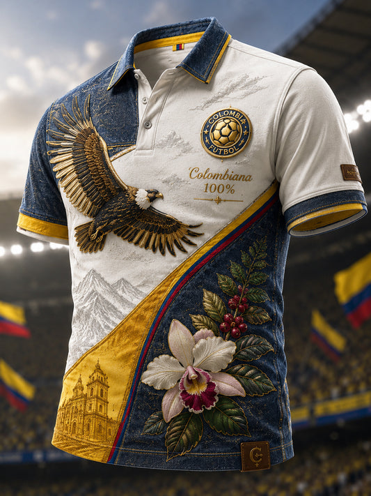 Vintage Columbia Soccer Andean Eagle Classic Casual Polo Shirt