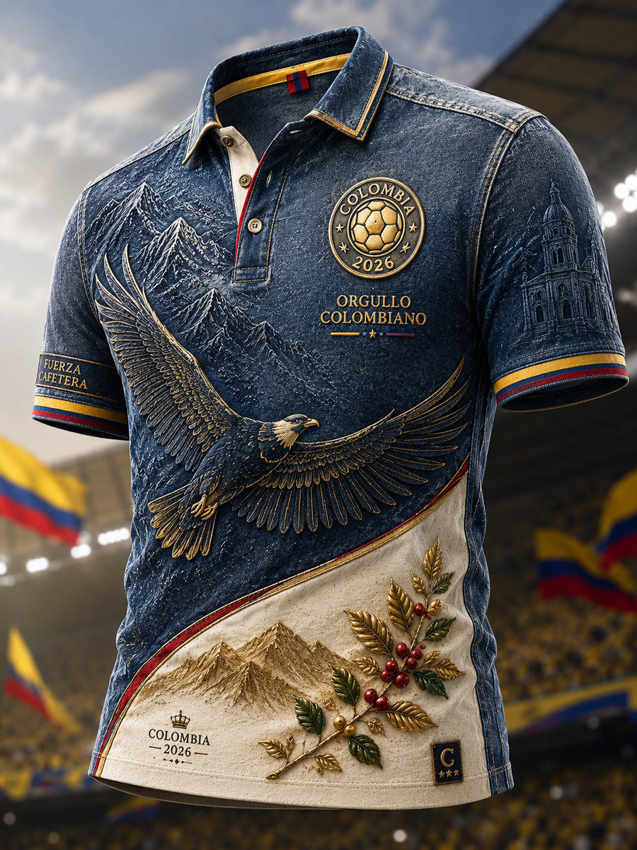 Retro Columbia Classic Casual Polo Shirt