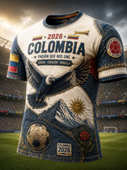 Retro Colombia Soccer Commemorative Casual T-Shirt