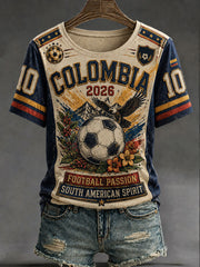 Women's 2026 Colombia Football Print Casual T-Shirt