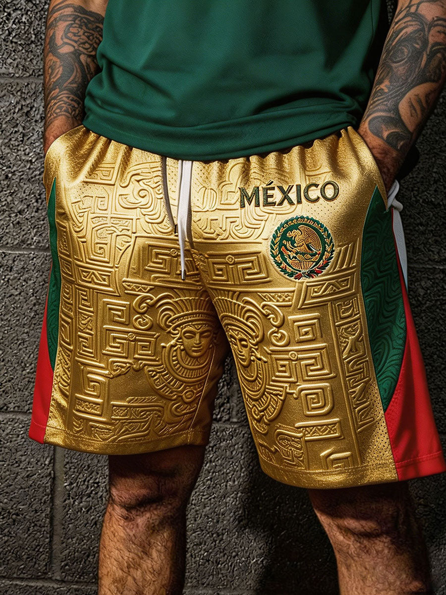 Men's Mexico Football Lover Art Printed Shorts