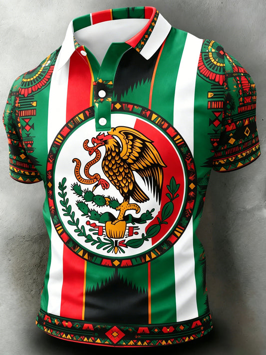 Men's Mexican Football Match Cheering Art Print Polo