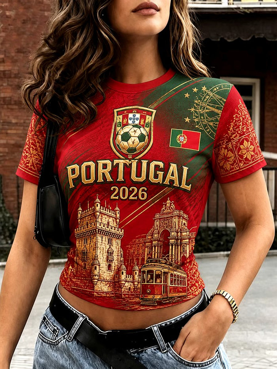 Women's Portuguese Football Printed T-shirt