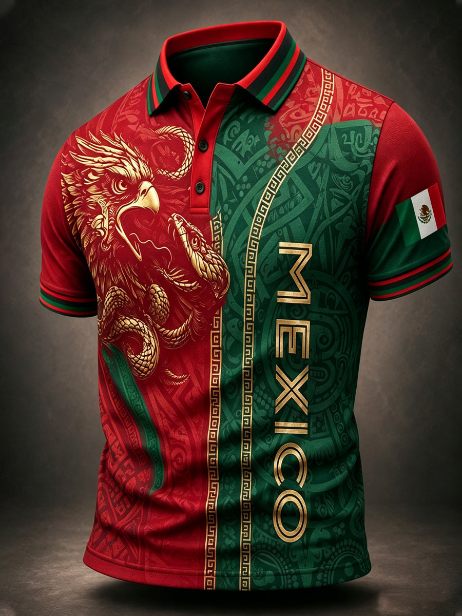 Men's Mexican Football Match Cheering Element Art Print Polo