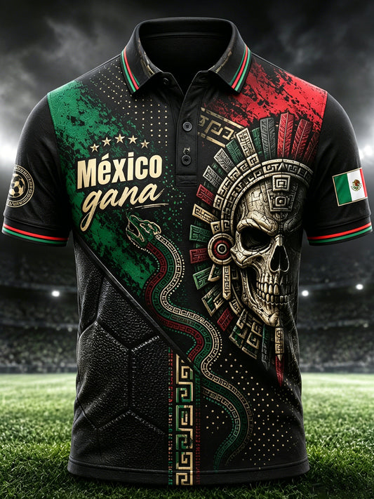 Men's Mexican Football Match Cheering Element Art Print Polo
