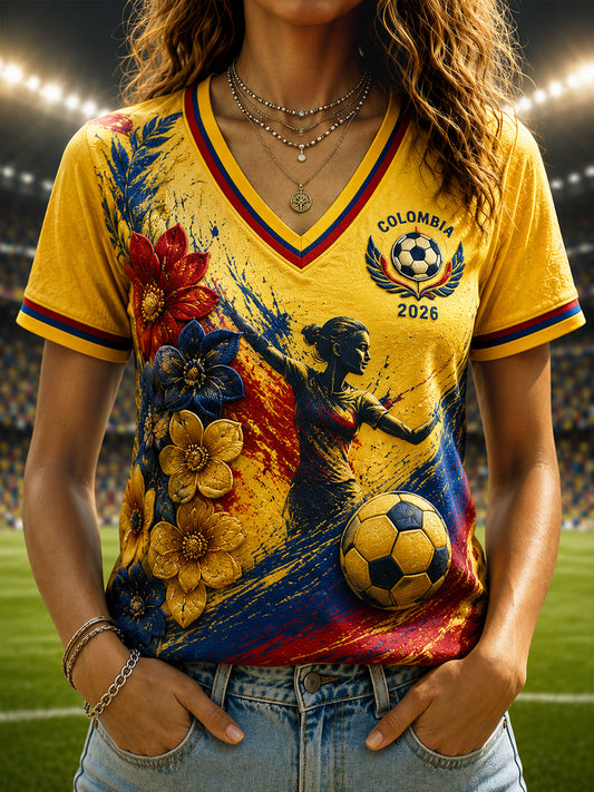 Women's Columbia Soccer Fan Casual V-Neck T-Shirt