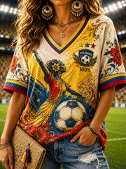 Women's Columbia Classic V-Neck Top for Soccer Fans
