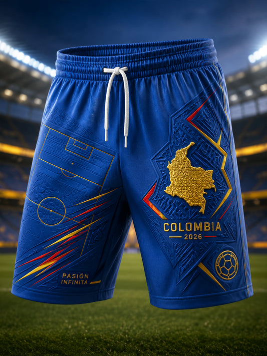 Retro Columbia Classic Casual Shorts for Soccer Fans